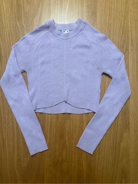 Garage Lilac Ribbed Crewneck Long Sleeve - Petal Edge